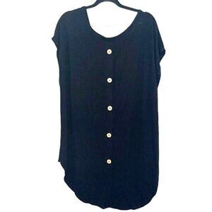 Loose Fit Misia Curvy 3XL Black Button-Down Top With Pocket